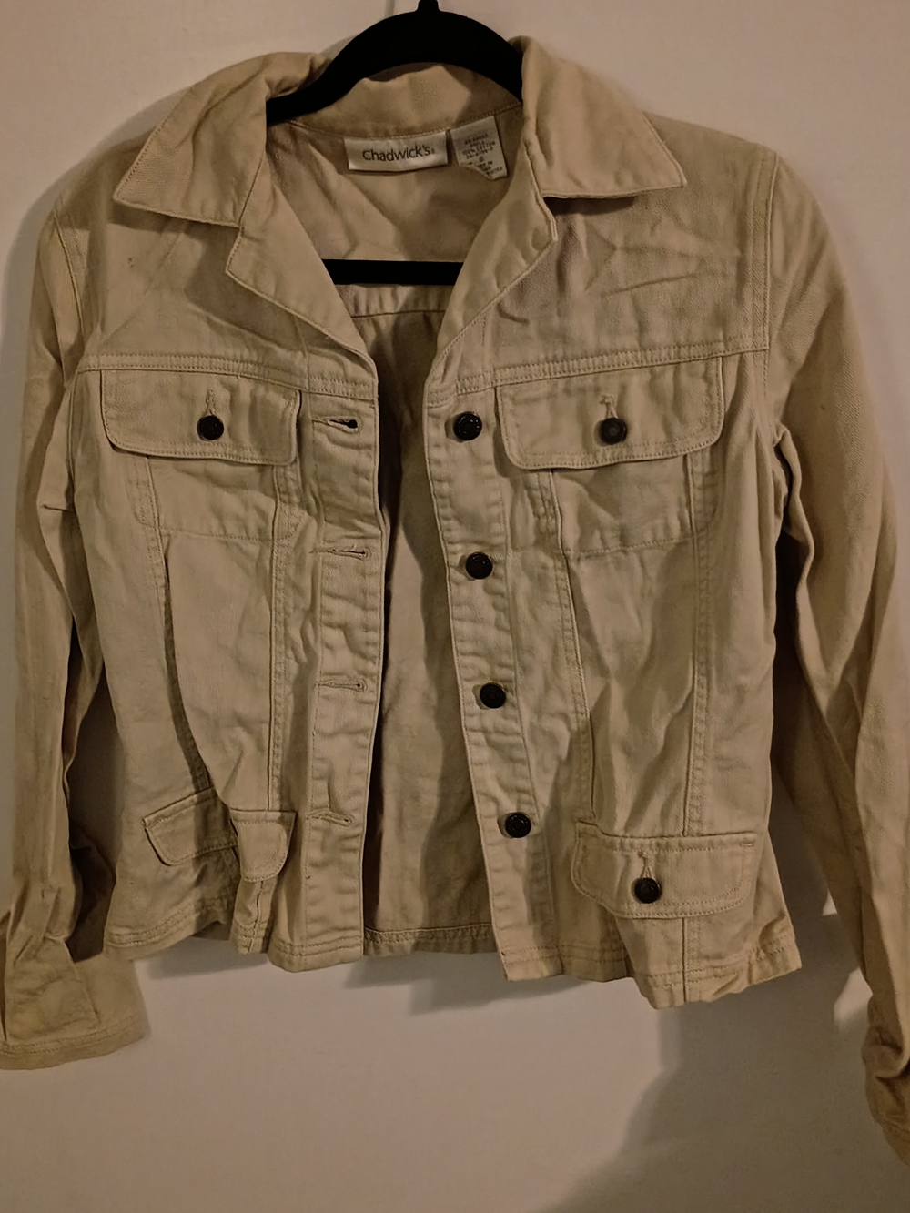 90's Vintage/Chadwicks Women's Cream Button-Front Jean Jacket